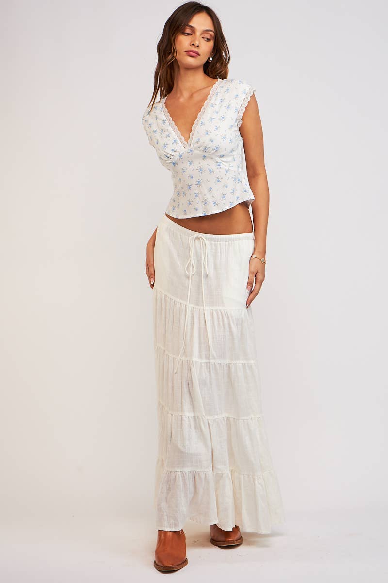 Floral V-neck Open Back
