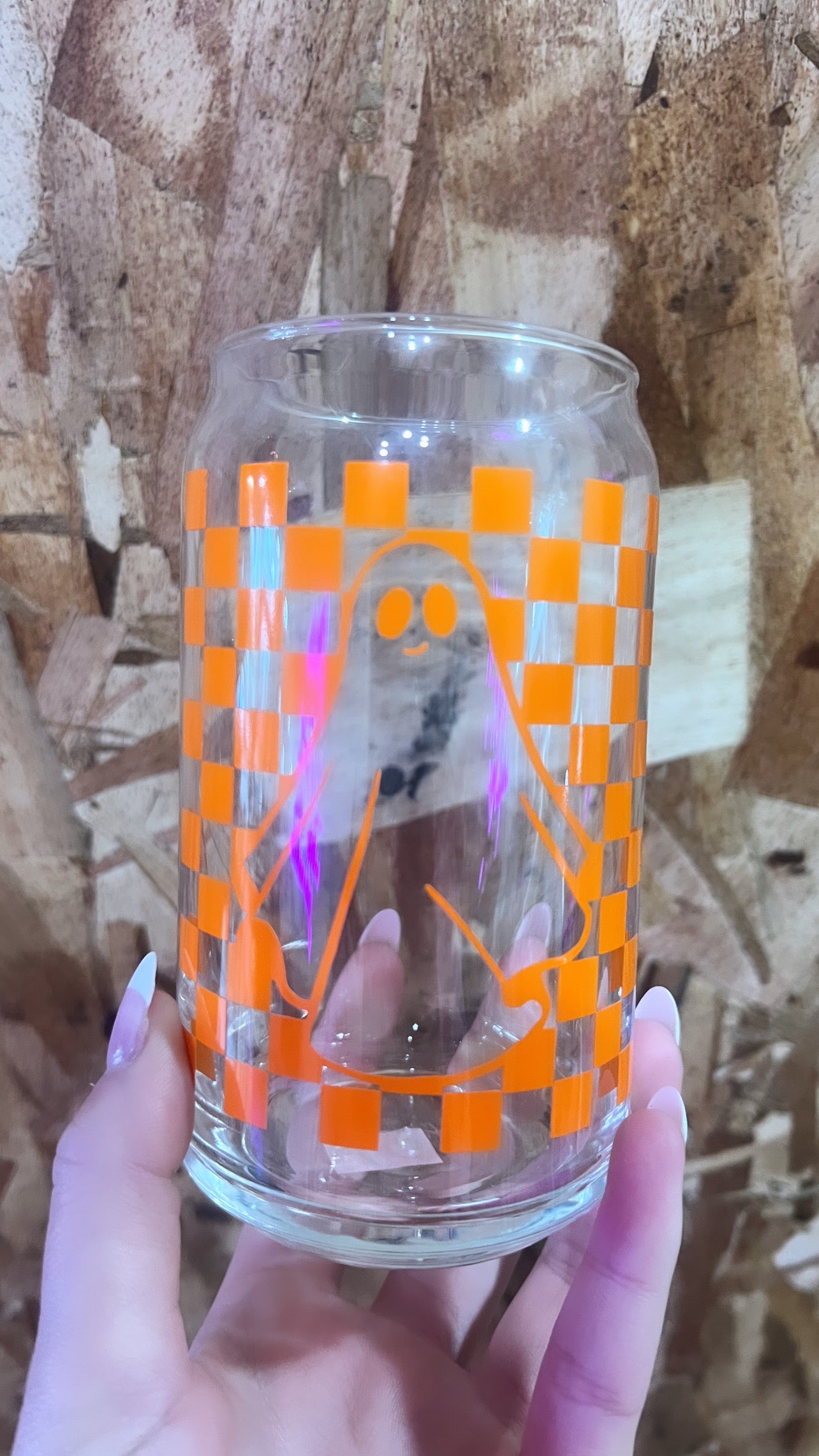 Orange Checkered Ghost Cup 16oz.