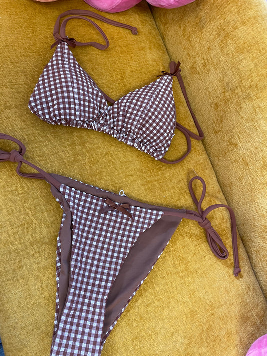 Bow Lover Swimsuit Brown