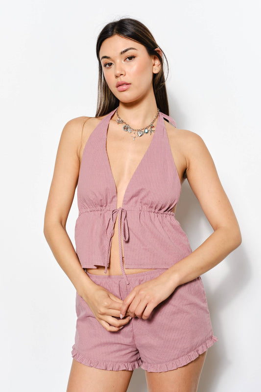 Halter Neck Striped Top