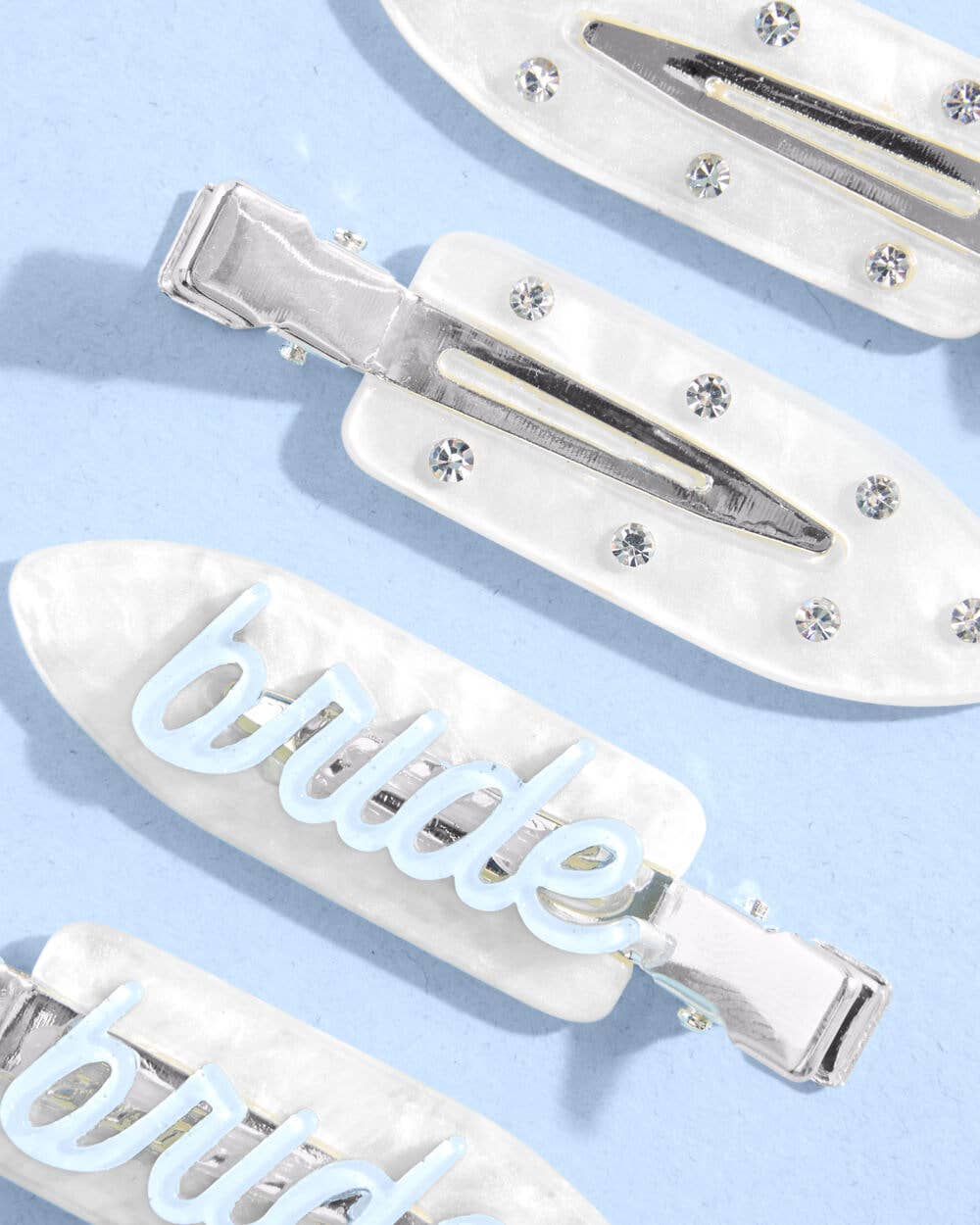 Something Blue Clips - 4 white acrylic hair clips