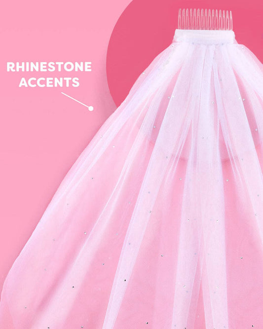 White Rhinestone Veil