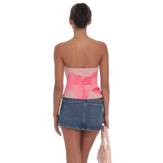 Mesh Floral Ruched Tube Top