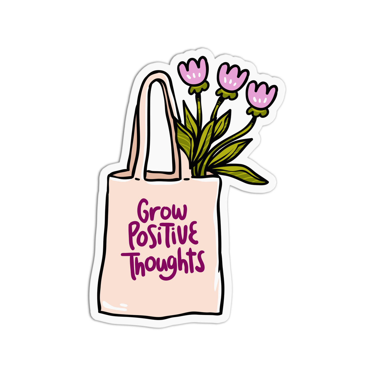 Grow Positive Thoughts Vinyl Textured Stickers