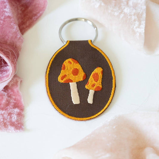 Mushroom Embroidered Keychain | fall, fungi, spotted