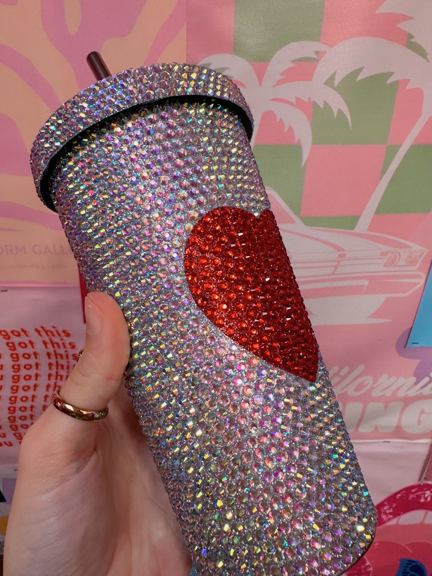 Heart Rhinestone Tumbler
