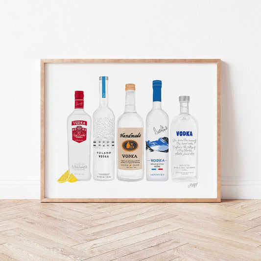 Vodka Bottles Illustration - Art Print
