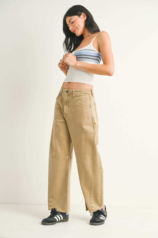 Vint Khaki- Barrel Jean w/ Seams