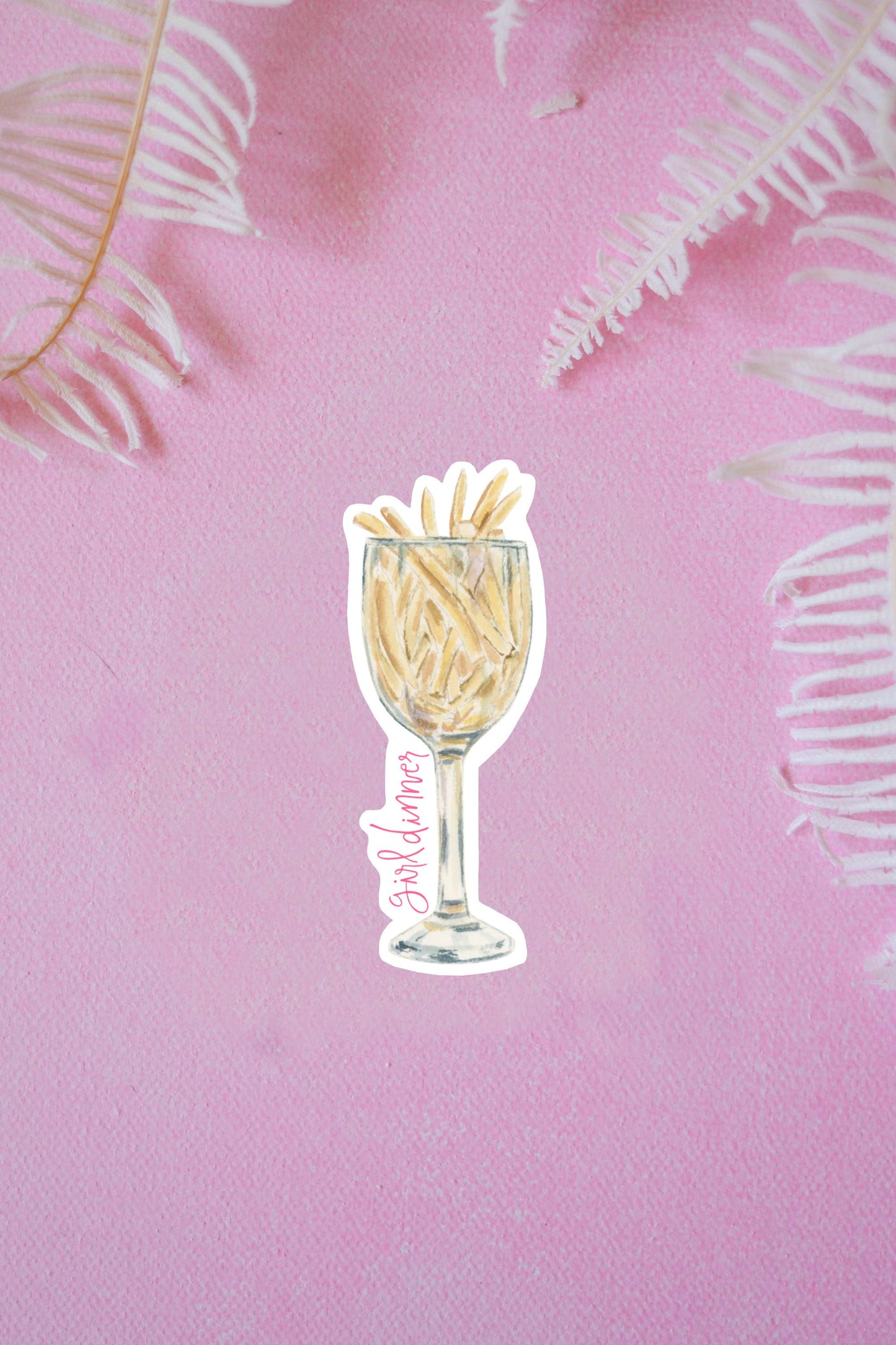 Girl dinner fries in wine glass vinyl sticker