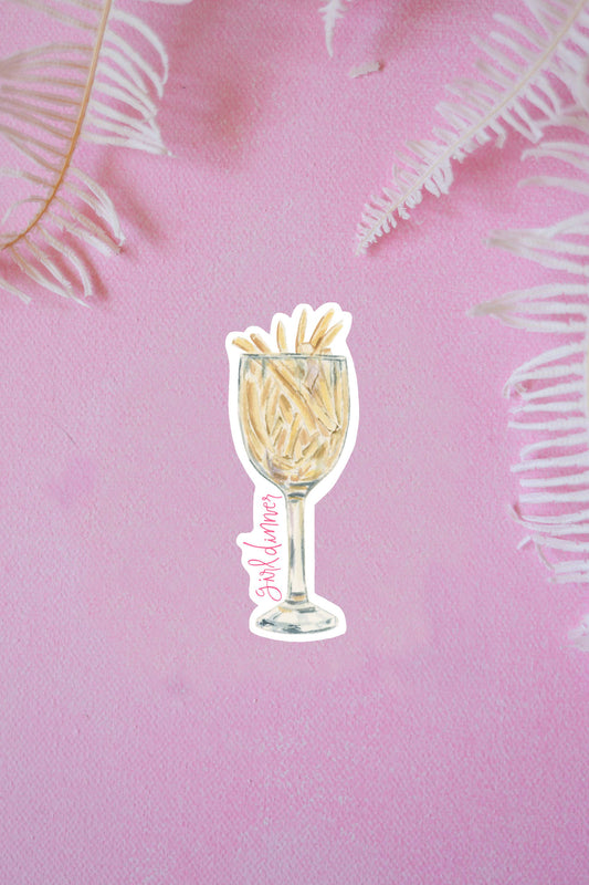 Girl dinner fries in wine glass vinyl sticker