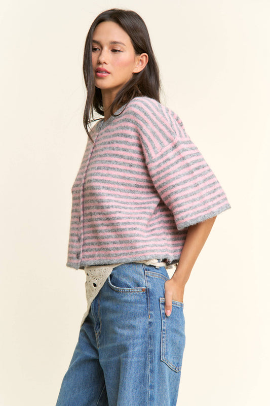 Multi Striped Cropped Soft Knit