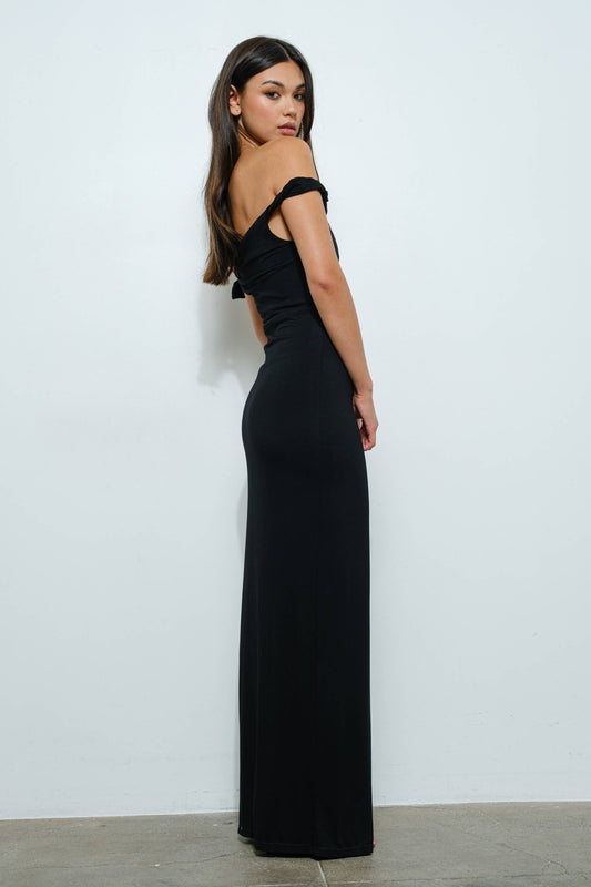 Twist Off The Shoulder Maxi Dress
