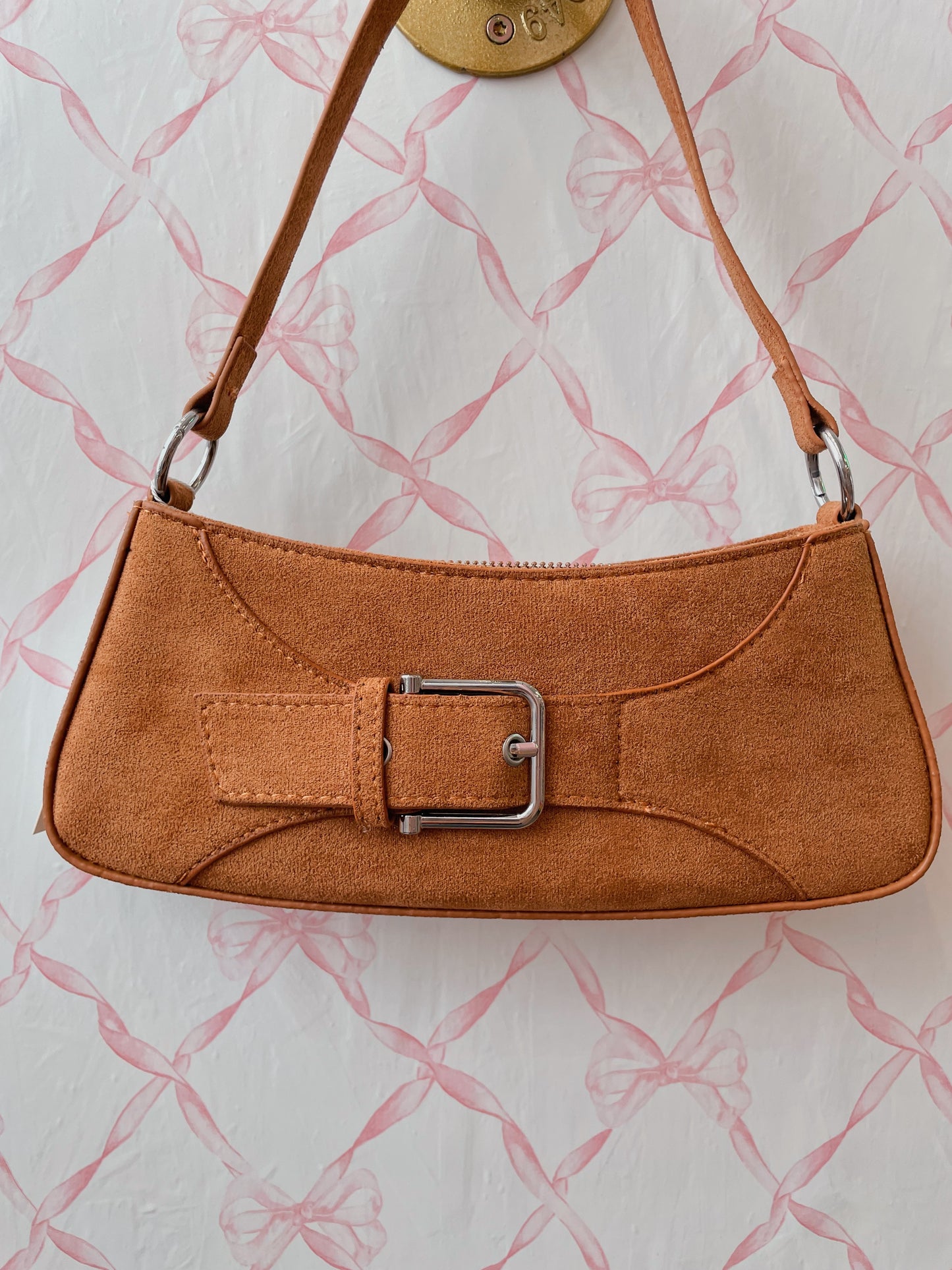 Mini Brown Fuax Seude Clutch