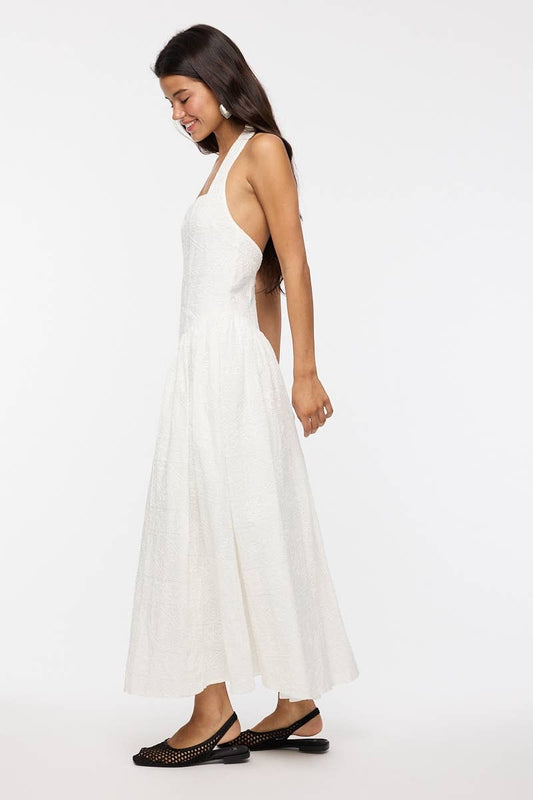 Bohemian Style White Halter Dress