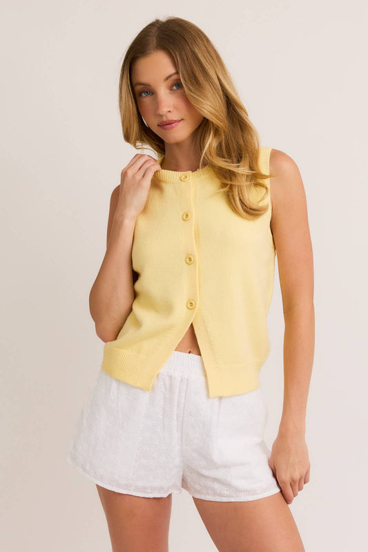 Sleeveless Button Sweater