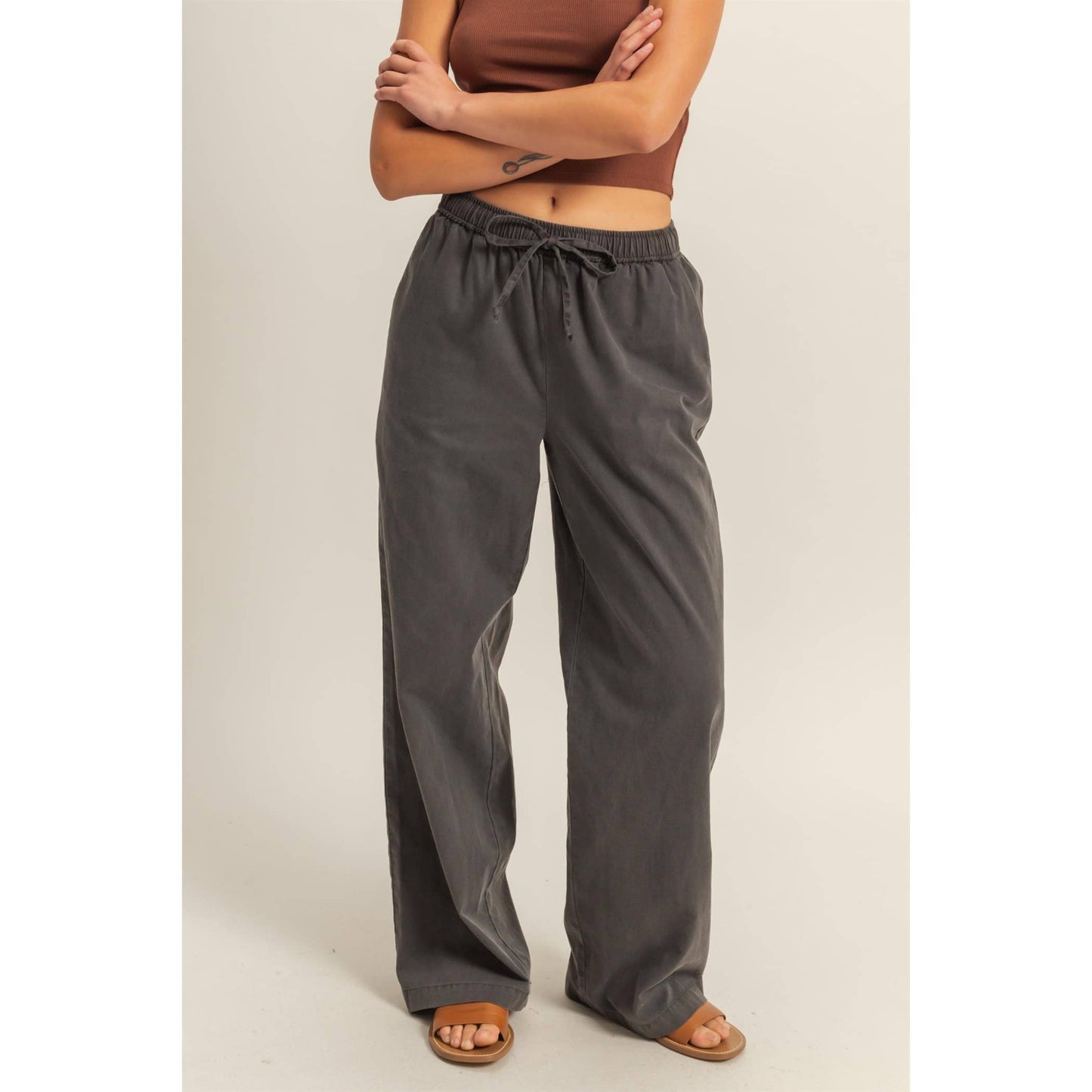 Casual Drawstring Straight Leg Pants