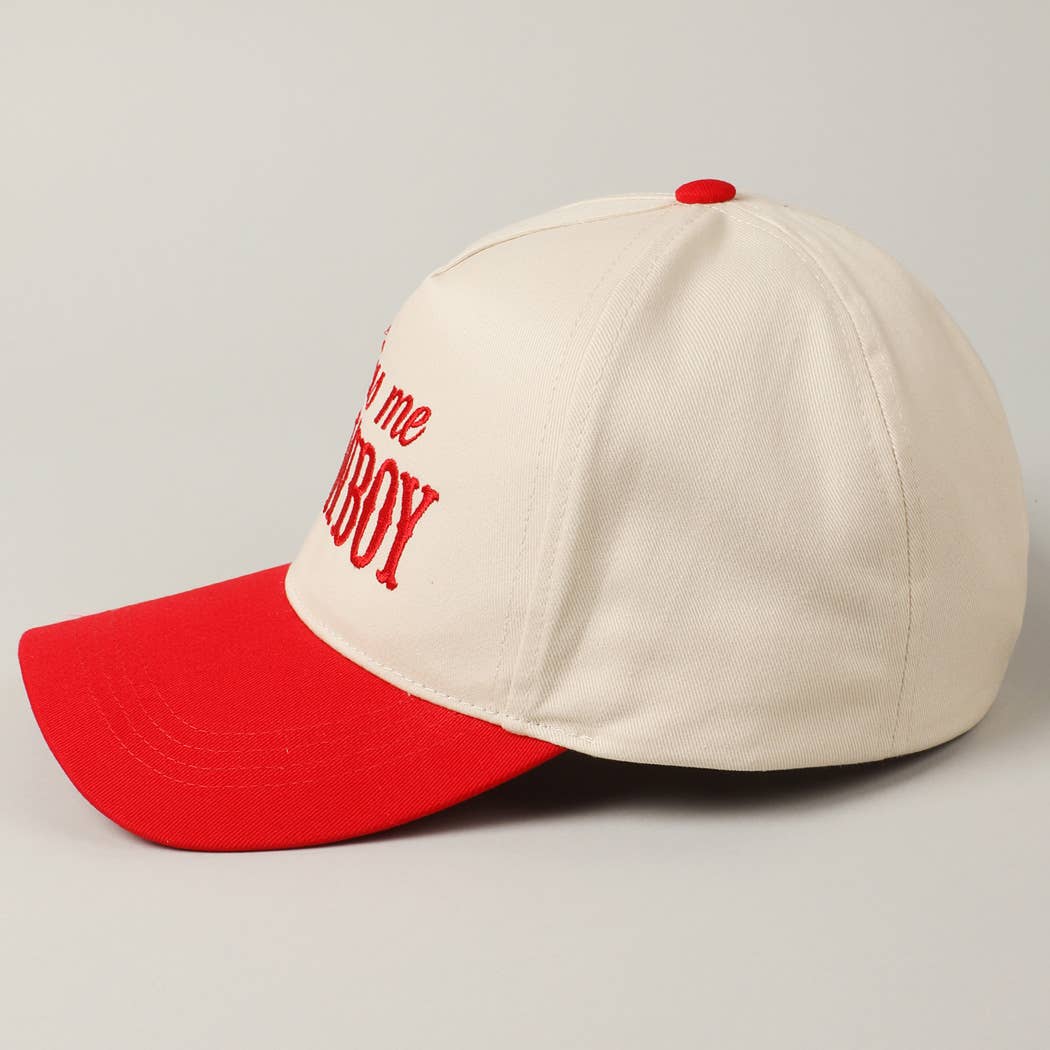 Kiss Me Cowboy Embroidery Two-Tone Cap