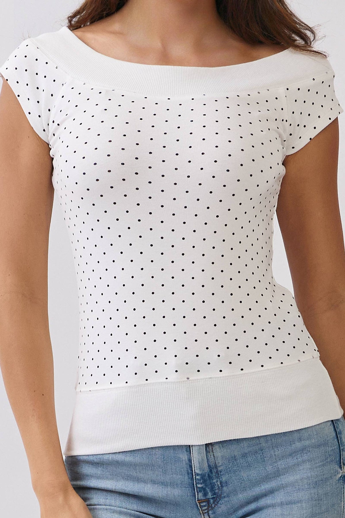 Polka Dot Boat neck Top