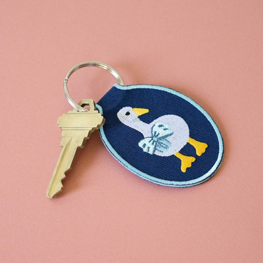Duck Embroidered Keychain | lucky duck, denim, coquette