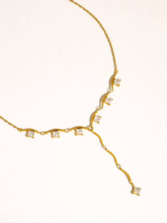 Yonder 18K Gold Non-Tarnish CZ Y Drop Necklace
