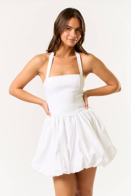 Mini Halter Bubble Hem Dress