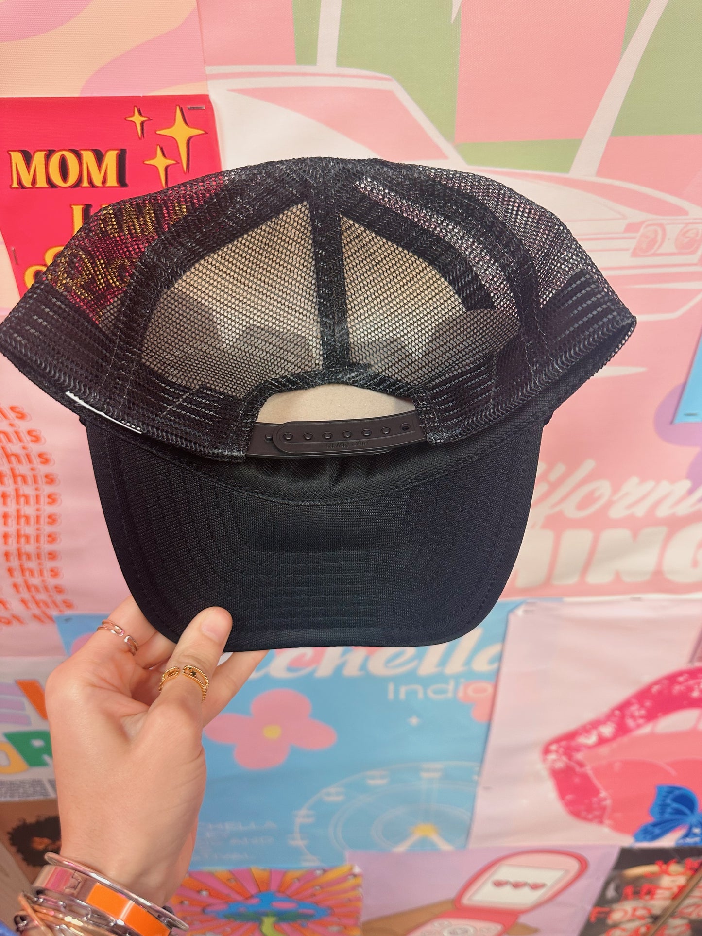 Support Day Drinking Trucker Hat: Black/Pink