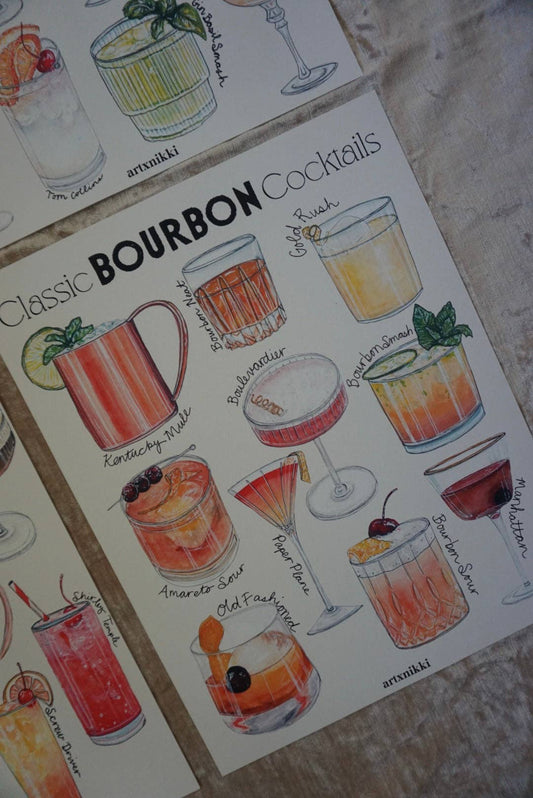 Bourbon Cocktails Chart Art Print