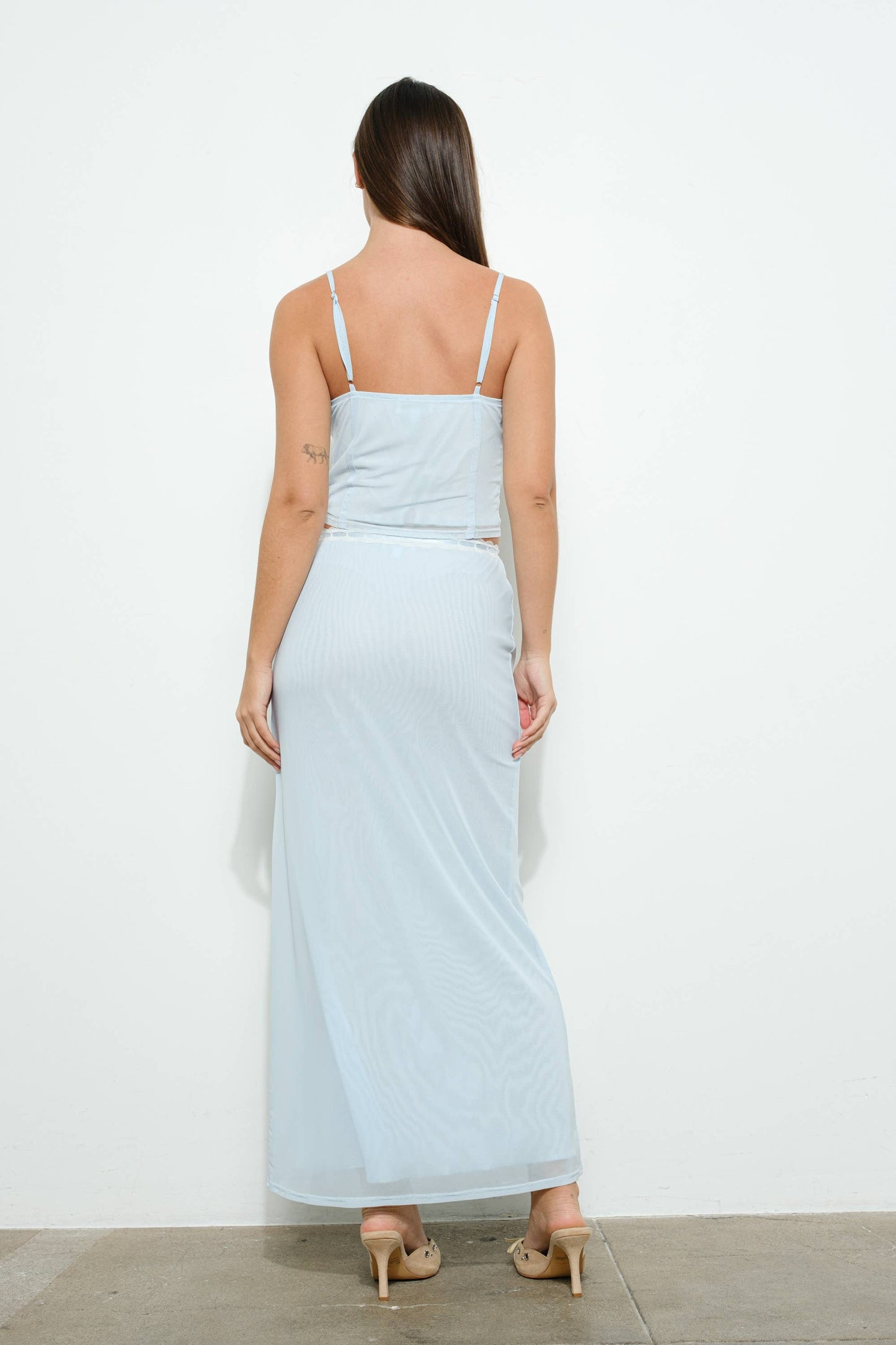 Lace Trim Mesh Cami