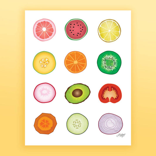 Fruits and Vegetables Collage - Art Print