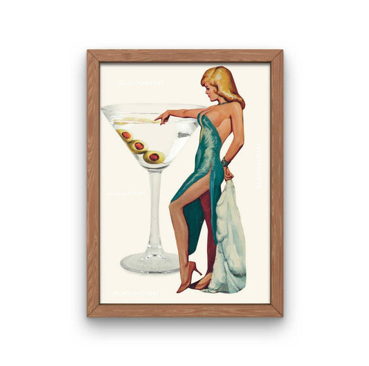 Dirty Martini Print, Collage Art Print, Bar Cart Art Print