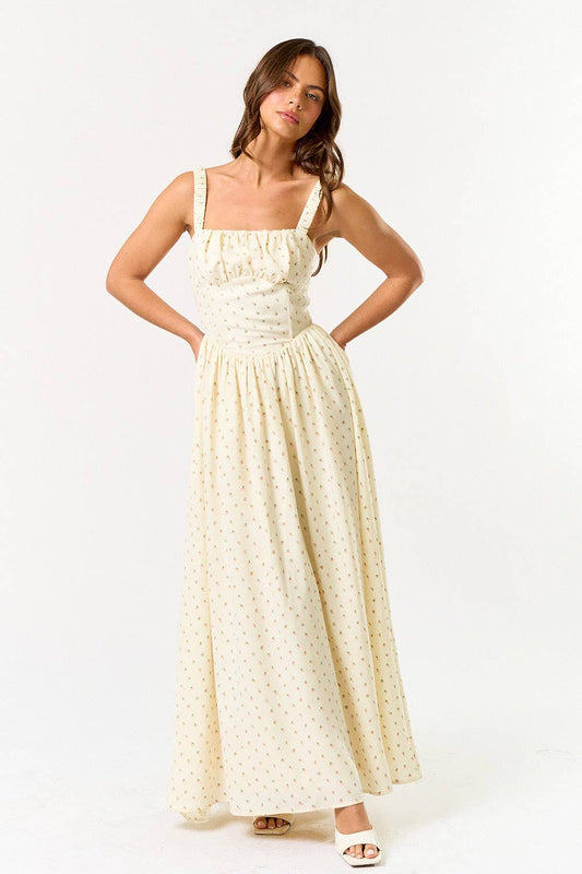 Elastic Strap Maxi Flare Dress