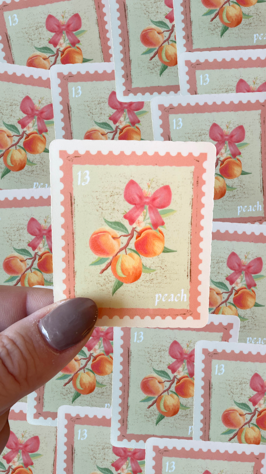 Vintage Peach Stamp Sticker