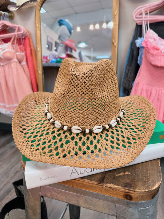 Brown Seashell Cowgirl Hat