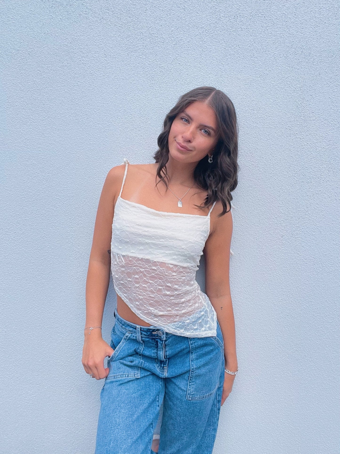 Kelly Lace Asymmetrical Top