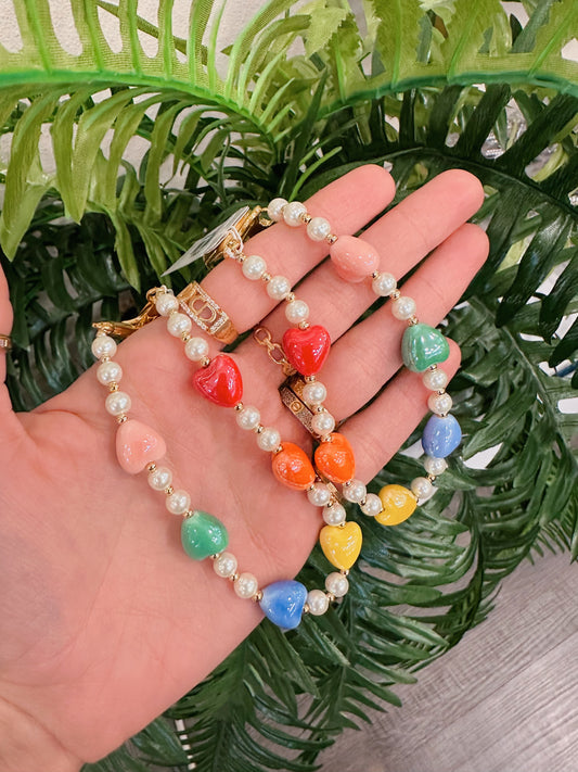 Pearl Heart Bag Charm Link