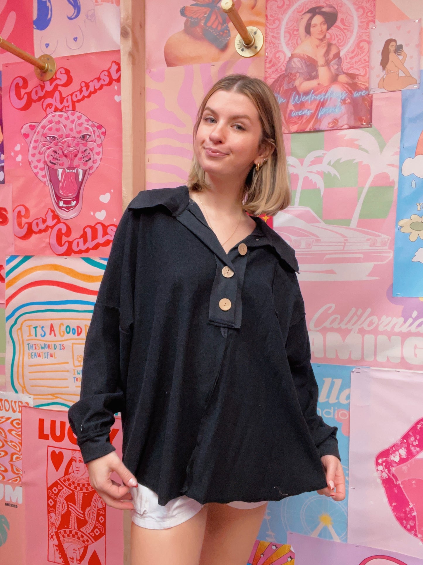 Blue Buttercup Black Pullover