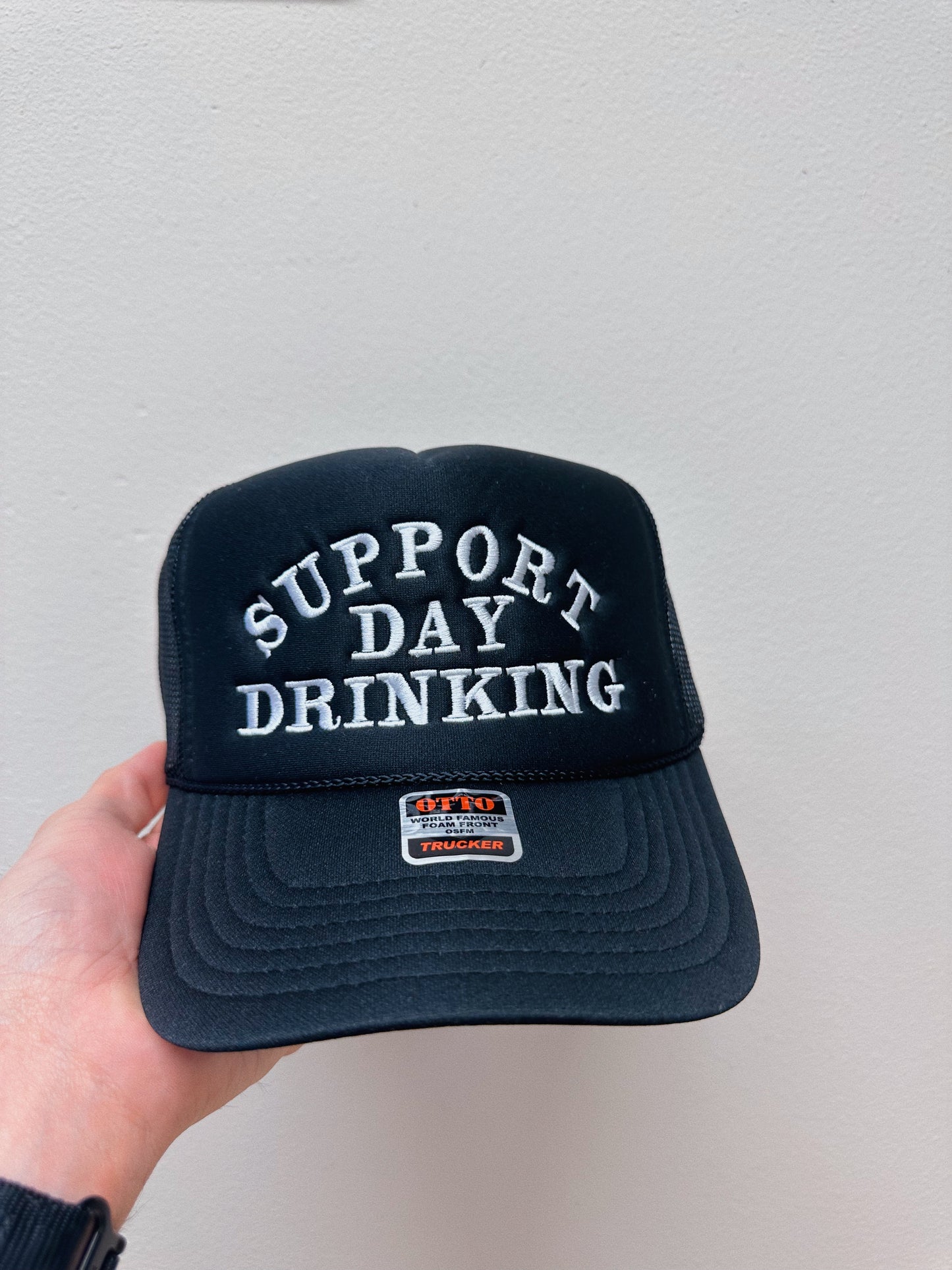 Support Day Drinking Trucker Hat: Black