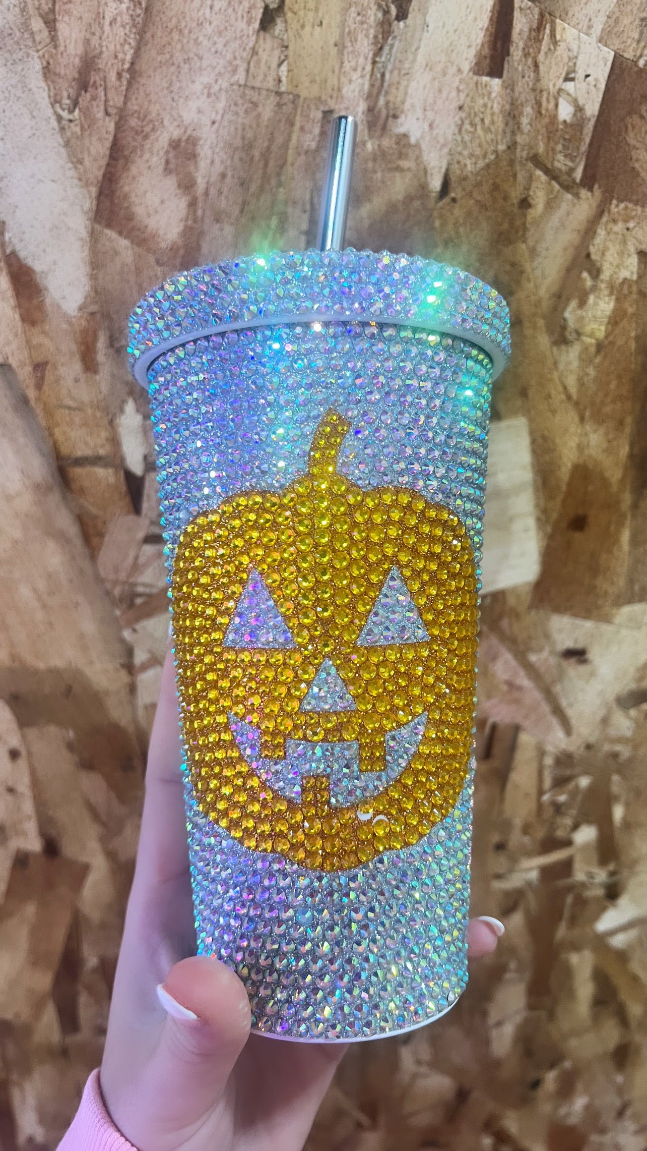 Pumpkin Rhinestone Tumbler