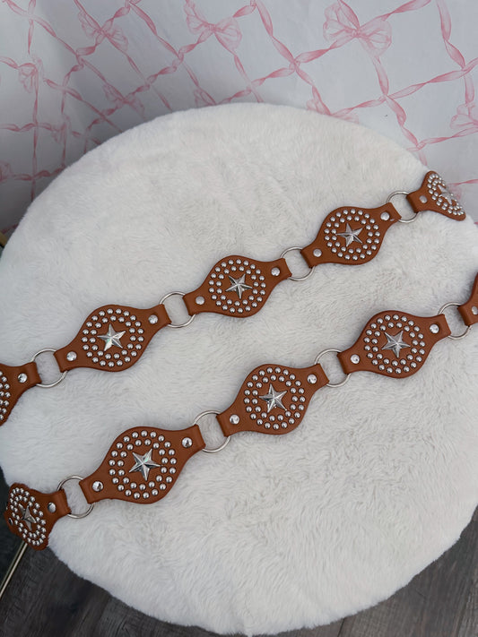 Brown Star Studded Belt