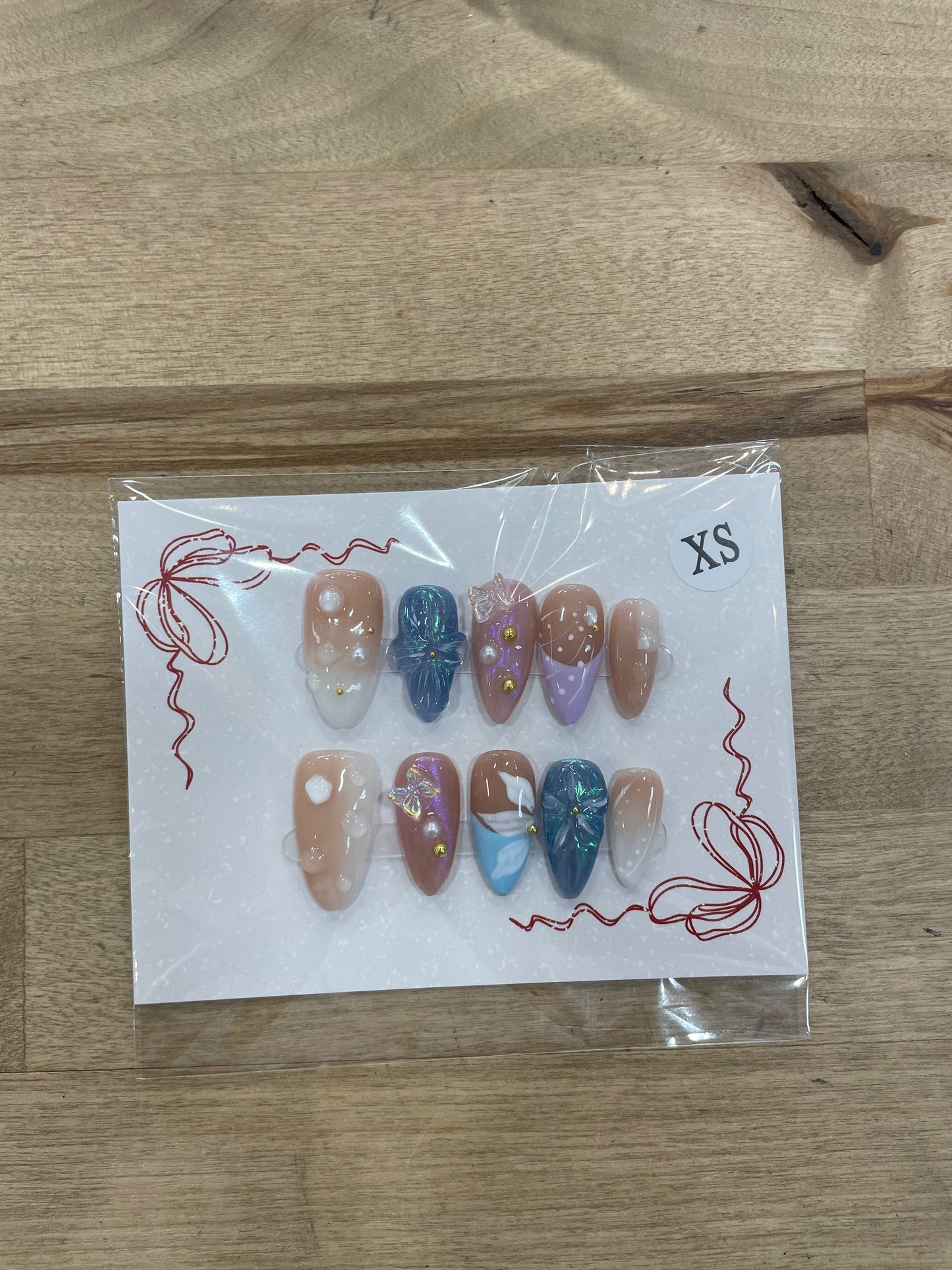 Aquamarine Butterfly Press On Nails