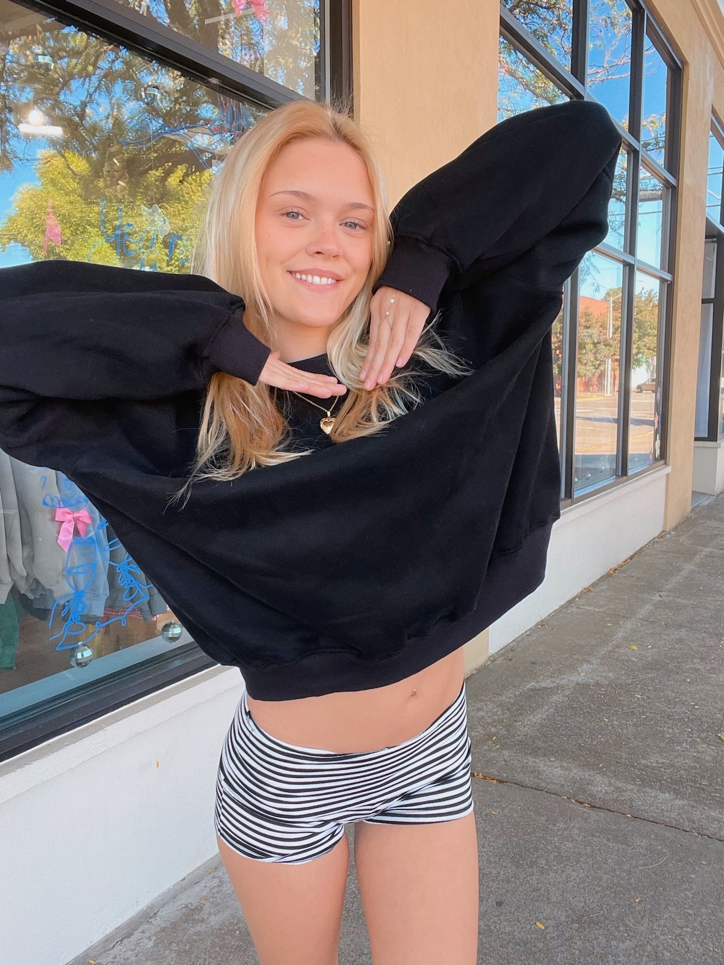 Black Striped Mini Shorts