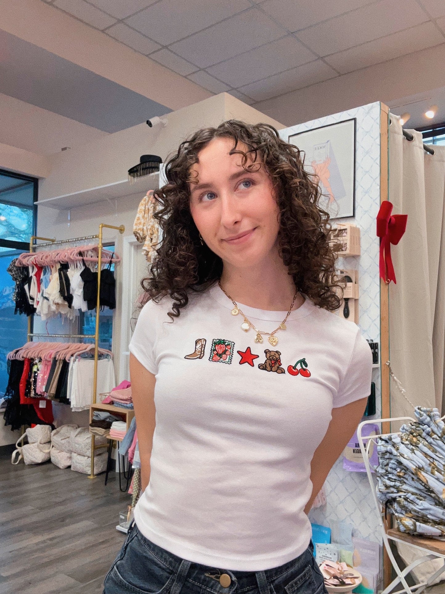 Embroidery Cowboy Teddy Bear Baby Tee