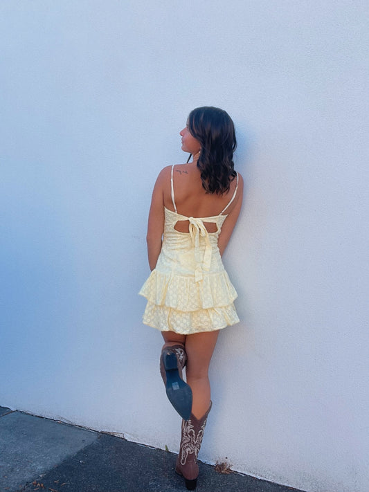 Butter Yellow Ruffle Dress