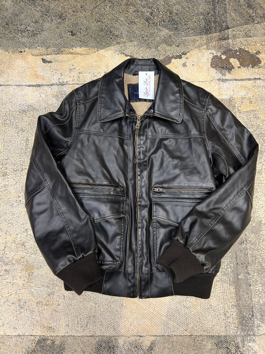 LL Tommy Brown Pocket Leather Jacket