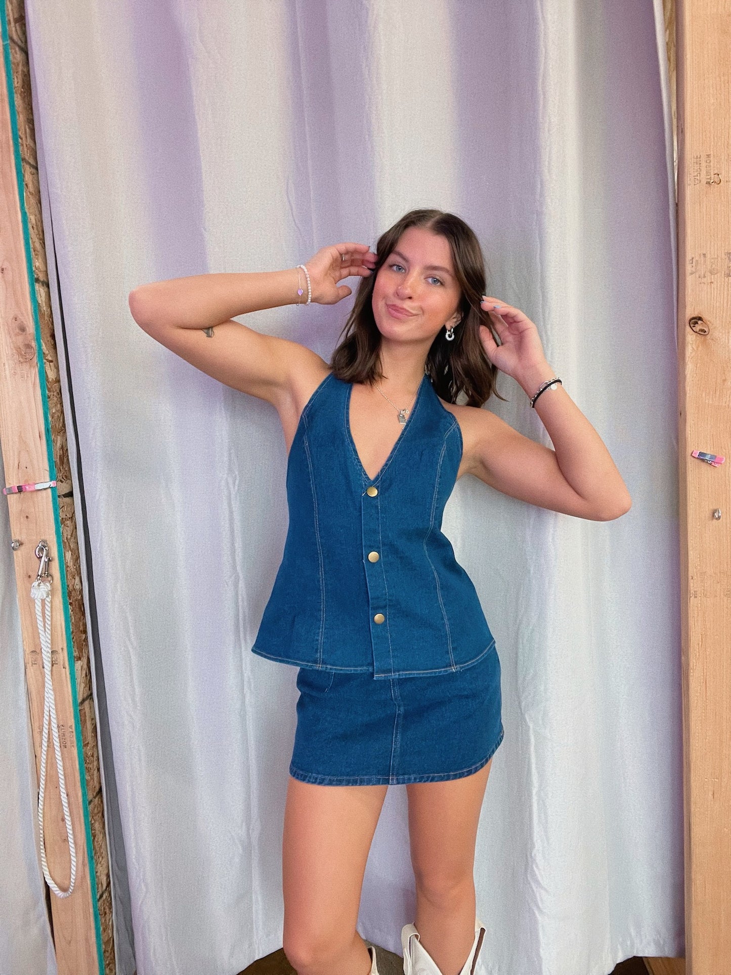 Dark Denim Mini Skort