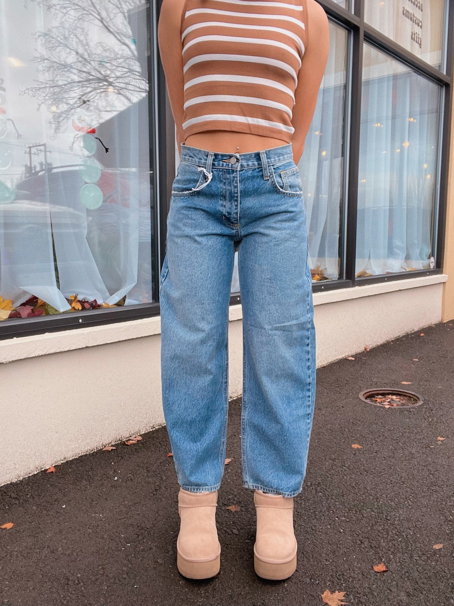 Barrel Jeans-Medium Wash