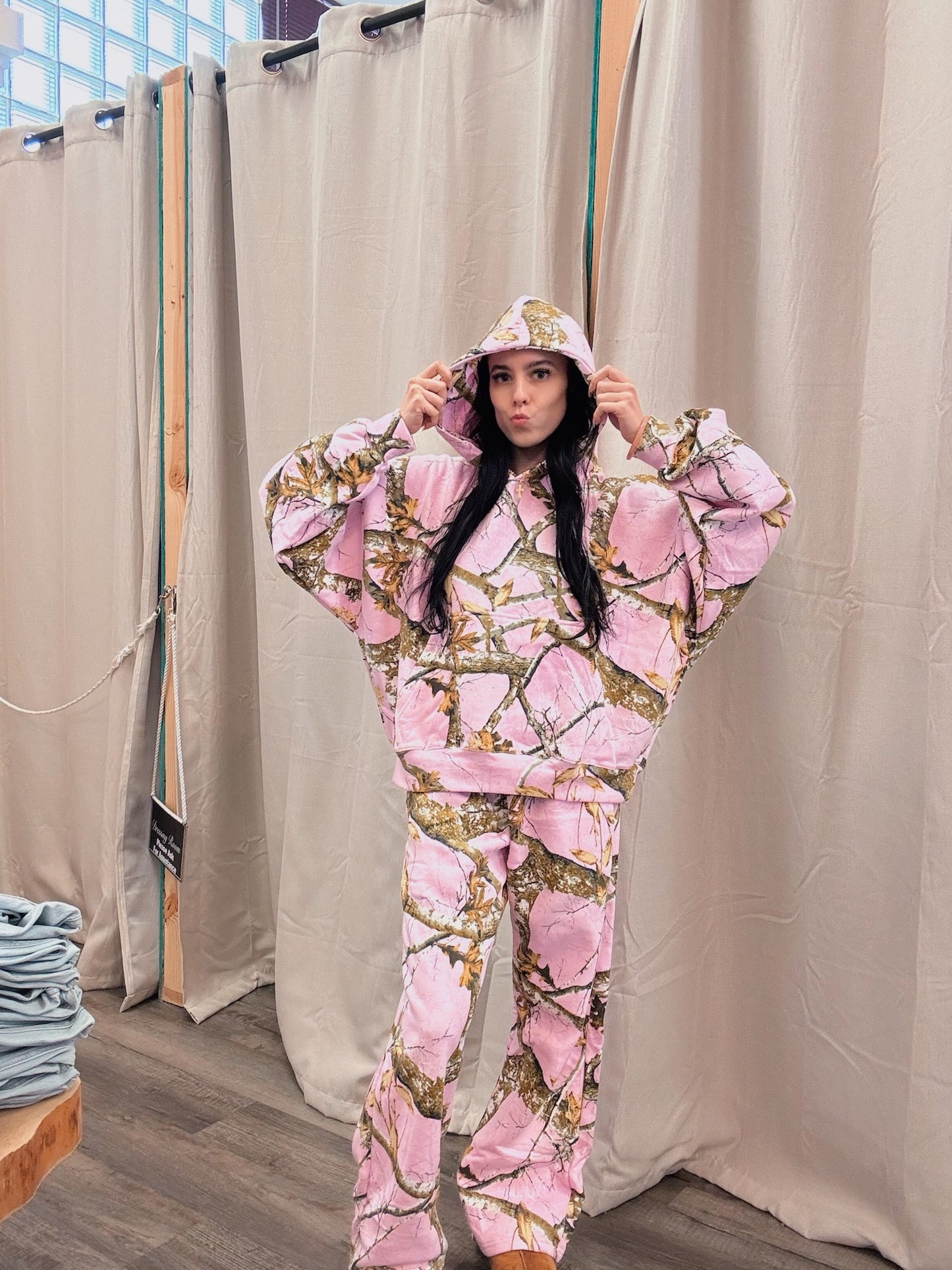 Baby Pink camo Hoodies