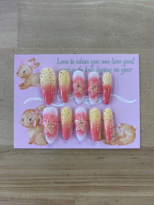 Pink/Yellow Speckled Nails