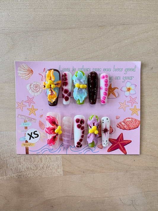 Seaside Floral Fantasy Nails