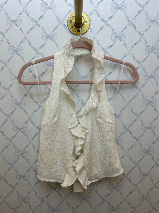 White Ruffle Halter Top